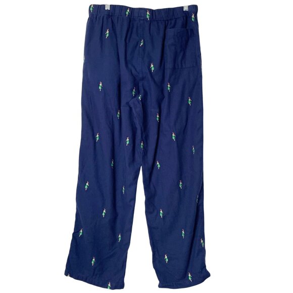J. Crew Men's Blue Flannel Pajama Pants All Over Embroidered Mermaids Size Large - Picture 2 of 8
